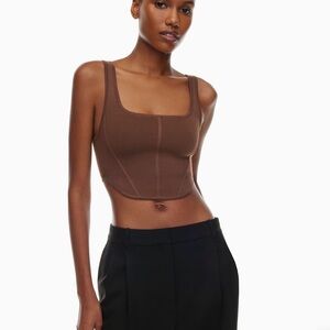 Aritzia Babaton Tan Cropped Tank Top